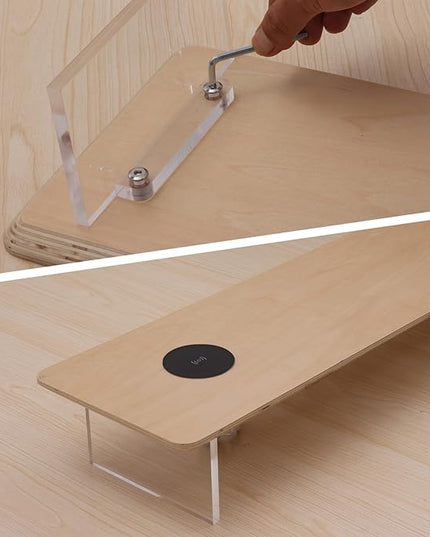 SUIBIAN White Monitor Stand Riser with Wireless Charging 31.5Inch Large, Computer Monitor Stand,Wooden Desktop Organizer Shelf for Office Desk Computer,Laptop,TV (White Oak)