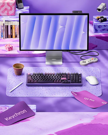 Keychron Q5 Pro Wireless QMK/VIA Mechanical Keyboard, Full Customizable 96% Layout with Programmable Knob, Hot-swappable K Pro Brown Switch Compatible with Mac Windows Linux - Purple