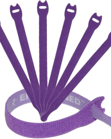 Reusable Cable Ties 1/2" x 8" for Cable Management and Organizing Cords - 30 Pack Bundled with 2 Bonus Cinch Straps (Purple)