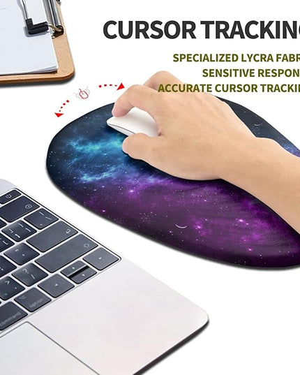 Hokafenle Ergonomic Mouse Pad Wrist Support, Terraced Slope Carpal Tunnel Wrist Pad for Mouse with Unibody Memory Foam, Wrist Rest Pain Relief Mousepad (Galaxy, 11.8x7.9 in)