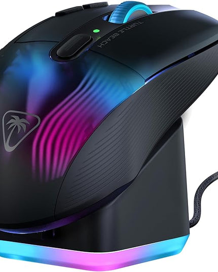 Turtle Beach Kone XP Air Wireless RGB Gaming Mouse, 19000 DPI Optical Sensor, 100-hour Rechargeable Battery & Charging Dock, 29 Programmable Inputs, Ergonomic Design, Bluetooth, 4D Wheel – Black