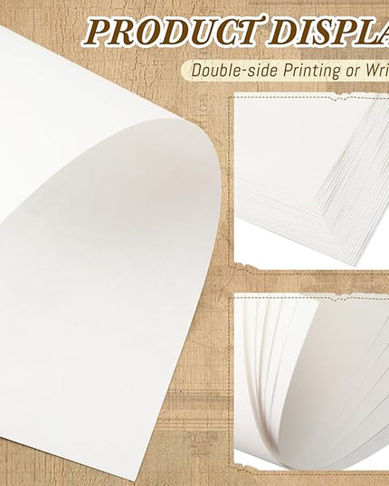 Epakh 300 Pcs Old Age Parchment Paper 8.5 x 11 Inch Standard Letter Vintage Colored Old Parchment Double Side Printing Paper (White)