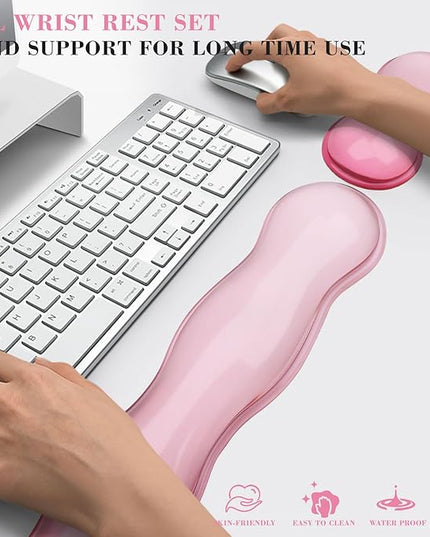 Gel Wrist Rest for Keyboard and Mouse, Wrist Rest for Keyboard, Mouse Wrist Support, Pain Relief, Cool Touch, Non-Skid, Keyboard Wrist pad