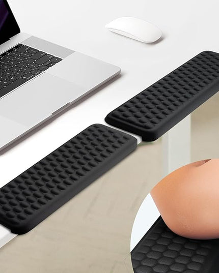 L-Shaped Desk Elbow Pad，Arm Rest for Desk 2-Piece Ergonomic Wrist Rest with Non-Slip Base Memory Foam Elbow Support Padding for Computer Keyboard, Office and Home (Fabric)