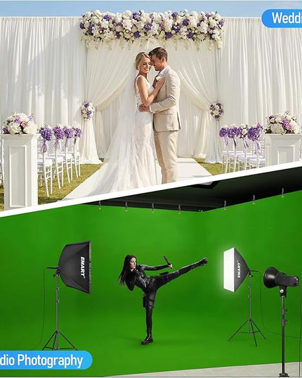 EMART Back Drop Adjustable Stand,30X10ft Backdrop Stand Heavy Duty Photography Background Support System Kit with 300° Angle Rotatable Connector and 12 Spring Clamps for Parties,Wedding,Photo Studio