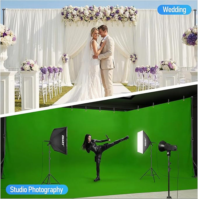 EMART Back Drop Adjustable Stand,30X10ft Backdrop Stand Heavy Duty Photography Background Support System Kit with 300° Angle Rotatable Connector and 12 Spring Clamps for Parties,Wedding,Photo Studio
