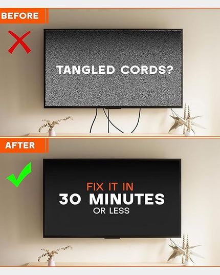 9-Inch in-Wall Media Box Recessed TV Cable Management Kit, Enclosure for Home Theater, Compatible with Roku Apple TV & Samsung One Connect, WiFi Friendly (White)