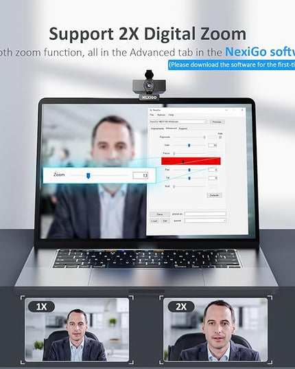 NexiGo N60 Pro (Gen 2) 1080P Webcam with Distortion-Free Lens, USB A to Type-C Data Cable, Noise Reduction Mic & Privacy Cover, for Zoom/Skype/Teams/Webex, Laptop MAC PC Desktop