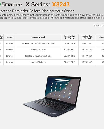 Smatree Hard EVA Protective Sleeve Compatible for 14 inch Lenovo V14 Gen 2, for 14 inch IdeaPad 3i Gen 6/IdeaPad Slim 3i Chromebook, for 14inch ThinkPad C14 Chromebook Enterprise, Green (X8243G)