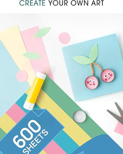 Alitte Colored Paper 8.5 x 11 - Copy Paper, 600-Pack Letter Size for Printer, Arts & Crafts, DIY Projects - Pink, Green, Blue, Yellow - School & Office Supplies - 150 Sheets Per Color