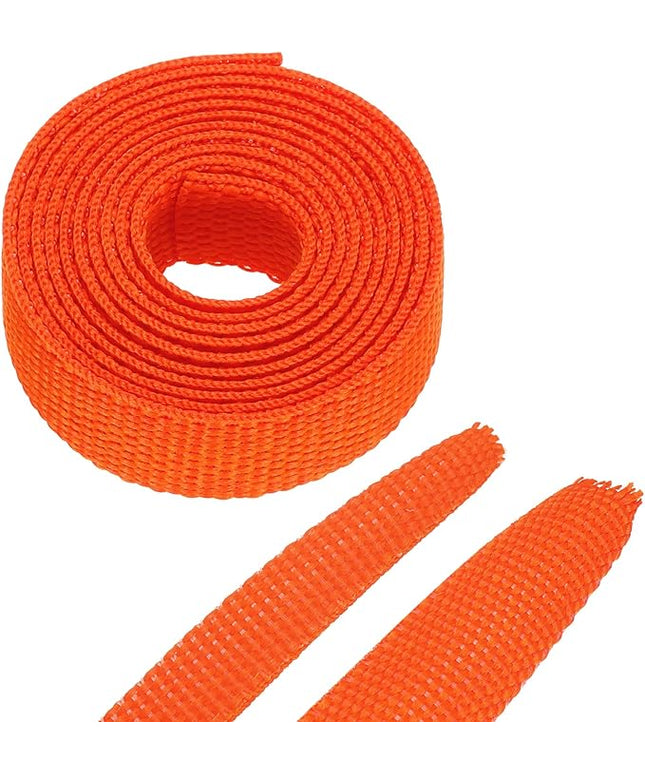 MECCANIXITY Braided Cable Sleeves Heat Shrinkable Fabric Sleeving, 5/16" 3ft Orange 2:1 Ratio Heat Shrinkable Cord Protector for Harness Cable, Network Cable Protection, Cable Management