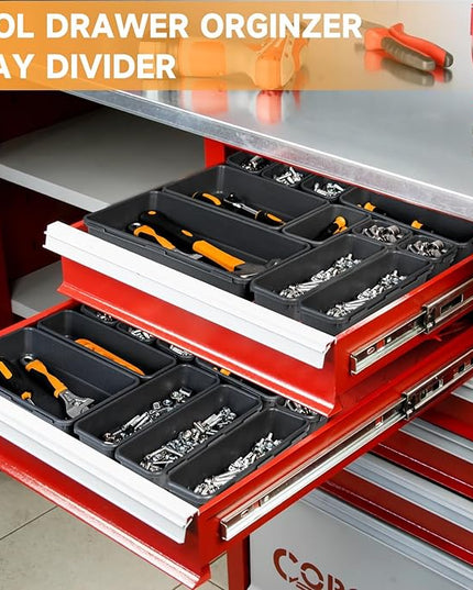 [60 PCS Upgraded] FLYVOLE Tool Box Organizer Tray, Toolbox Desk Drawer Organizer, Tool Box Tray, Toolbox Organization Storage for Rolling Tool Chest (60 PCS)