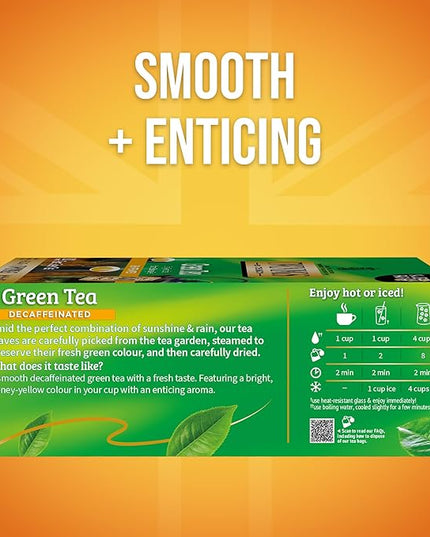 Twinings Decaffeinated Green Tea Individually Wrapped Bags, 100 Count (Pack of 1), Smooth Flavour, Enticing Aroma, Enjoy Hot or Iced, 100 Teabags