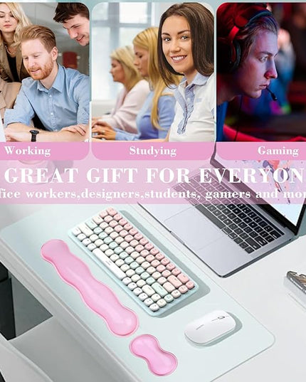 Gel Wrist Rest for Keyboard and Mouse, Wrist Rest for Keyboard, Mouse Wrist Support, Pain Relief, Cool Touch, Non-Skid, Keyboard and Mouse Wrist pad Set