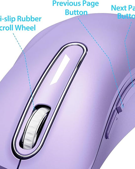 memzuoix 2.4G Wireless Mouse, 1400 DPI Computer Mice with USB Receiver, Portable Wireless USB Mouse Battery Powered Cordless Mice for Laptop, PC, Desktop, 5 Buttons (Lilac)