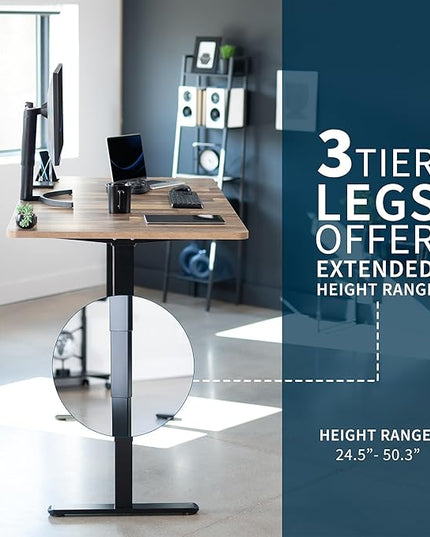VIVO Electric 71 x 36 in Dual Motor Sit Stand Desk, Memory Height Adjustment, 2B Series, Reclaimed Wood Top Black Frame, DESK-KIT-2B7P-36