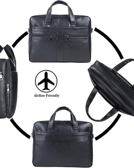 seyfocnia Men's Leather Messenger Bag, Laptop Briefcase Business Satchel Computer