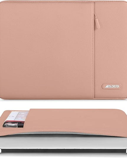 MOSISO Laptop Case 15 inch, 15 inch Laptop Sleeve Compatible with MacBook Air 15 M4 A3241 M3 A3114 M2 A2941 2025 2024 2023,Dell XPS 15,Polyester Vertical Computer Sleeve Bag with Pocket, Salmon Pink