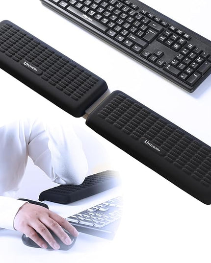 UnivoColors PostureUp L-Shaped Desk Wrist Rest Elbow, Non-Slip, Separate Design, Memory Foam Desk Edge Support, Ergonomic Design for Long-Hour Work (11.8 * 3.9 inch 2-Piece Set of Black)
