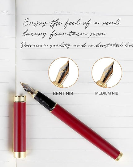 Zalantan Fountain pen, luxury pen, Nice pen gift, pure copper heavy feel Office Executive Pen Smooth Writing Pens for Men Funcy Pens with Gift Case 10 black ink cartridges (Black)