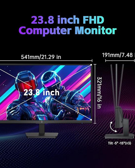 KTC 24 Inch Computer Monitor, FHD 144Hz Office Gaming Monitor, IPS, Adaptive-Sync, HDMI & DP Port, 1500:1 Contrast Ratio, Bluelight Filter, Tilt Adjustable, H24B9S