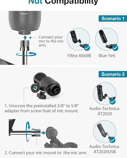 InnoGear Microphone Arm Stand, Heavy Duty Mic Arm Microphone Stand Suspension Scissor Boom Stands with Mic Clip and Cable Ties for Blue Yeti Snowball Hyper X QuadCast SoloCast Fifine Gaming (Medium)