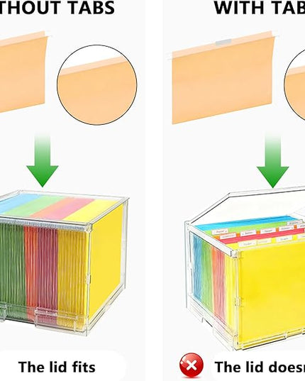 MUKAI File Box Organizer, Hanging Folder Storage Boxes, File Folder Organizer with Slide, Filing Crate Bin Holder with Letter-size File Holder Filing Box for Office, Home, Decor (2)