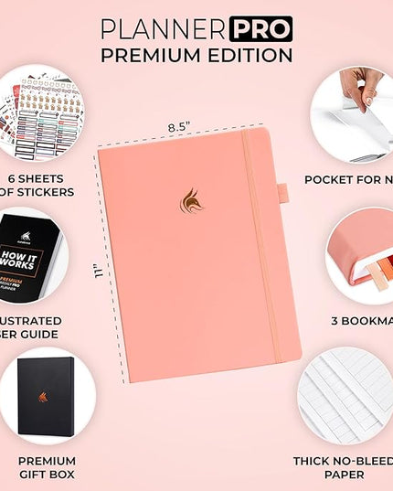 Clever Fox Planner Pro Premium – Luxurious Weekly & Monthly Planner with Budget Organizer for Productivity & Goals, Undated, A4 (Peach Pink)