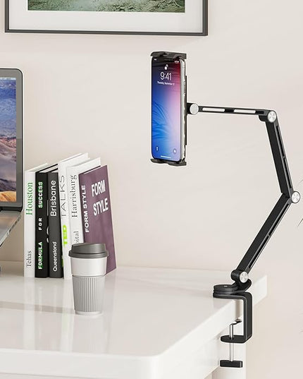 Houele Tablet Stand Holder, Adjustable Foldable Tablet Arm iPad Desk Mount with 360°Rotate Base, Phone Holder iPad Stand for Desk and Bed, Compatible with Tablets, Phones or Other 4-15.6" Device