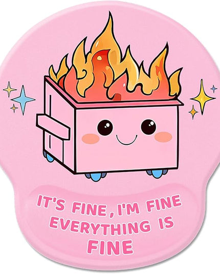 Ergonomic Mouse Pad with Wrist Rest, Funny Cute Dumpster on Fire Mouse Pads Wrist Support for Desk, Comfortable Computer Mousepad for Gaming Laptop Work Home Accessories Office Supplies Decor