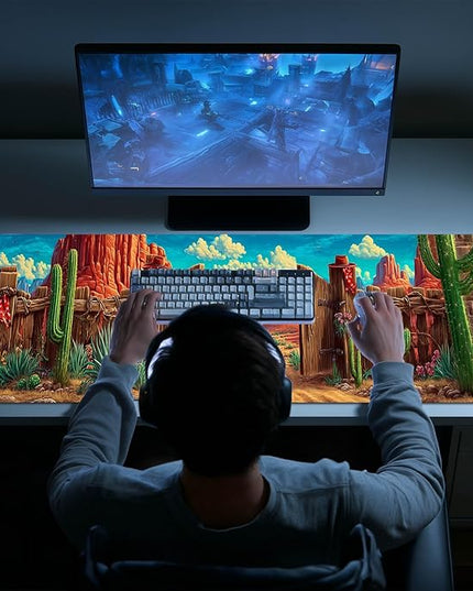 Mouse Pad Gaming Mousepad 31.5 x 11.8 Inch Western Desert Gate Artwork Diatomite Large Keyboard Desktop Mat XL Mouse Pad for Home and Office Desk Accessories