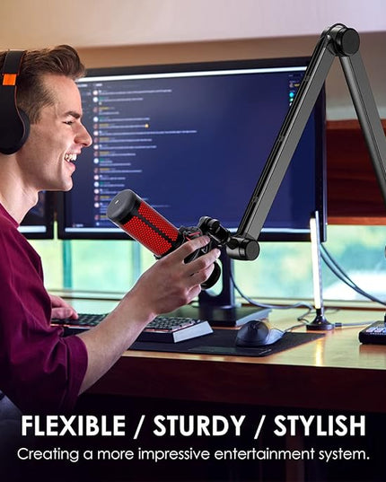 Mic Boom Arm Stand Compatible with Shure SM7B, MV7, Blue Yeti Mic, Fifine microphone, HyperX QuadCast Mic and Most Microphones, Premium Microphone Arm by YOUSHARES