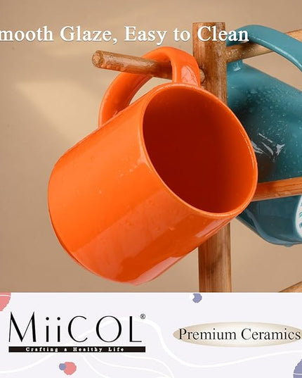 Miicol Ceramic Coffee Mug, 16 oz Large Coffee Cup, Tea Mug with Handle, Flat Bottom Mug for Men, Women, Office, Microwave and Dishwasher Safe, Multi-Color, Sun Orange