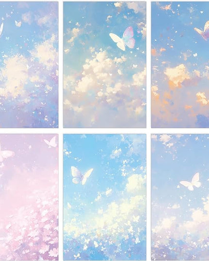 Supervitae 120 Pack Watercolor Butterfly Letter Writing Stationery Paper, 8.27 x 5.51 Inch Double Sided Decorative Letter Sheets for Writing Printing Crafts, 6 Watercolor Design (Watercolor Butterly)