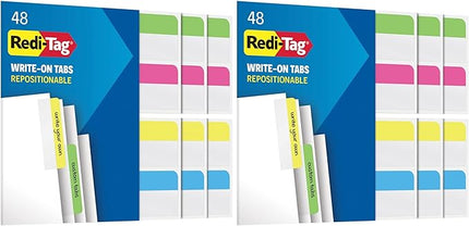 Redi-Tag Write-On Removable Index Tabs, 2 x 11/16 Inches, 48 Tabs per Pack, 4 Assorted Colors, 2-Pack (33248) (RTG33248)