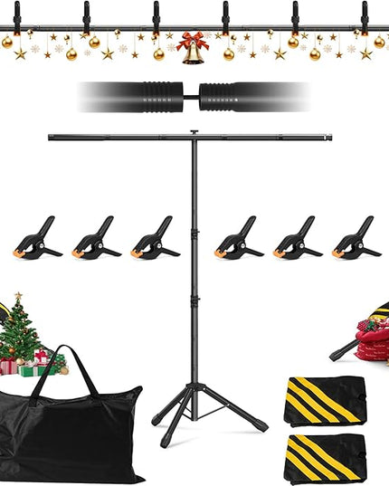3-in-1 Backdrop Stand Kit 10x8.5 ft for Photography Studio, T-Shape Backdrop Stand for Wedding Parties, Background Stand for Photo Video Studio with Carring Bag, 6 Clamps, 2 Sandbags