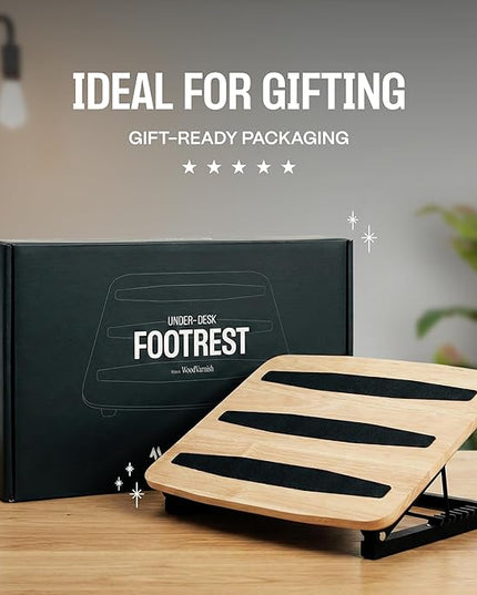 Adjustable Under Desk Foot Stool - Ergonomic Foot Rest with 7 Angles - Natural