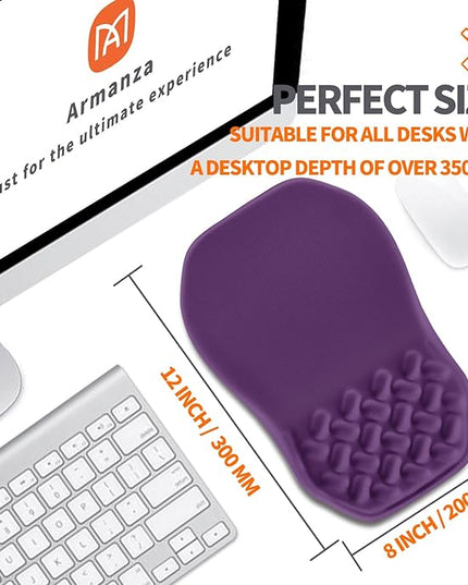 Ergonomic Slope Mouse Pad Wrist Support, Wrist Rest Mousepad for Carpal Tunnel Pain Relief with Massage Bulge and Slow Rebound Memory Foam (12x8 inch, Deep Purple)