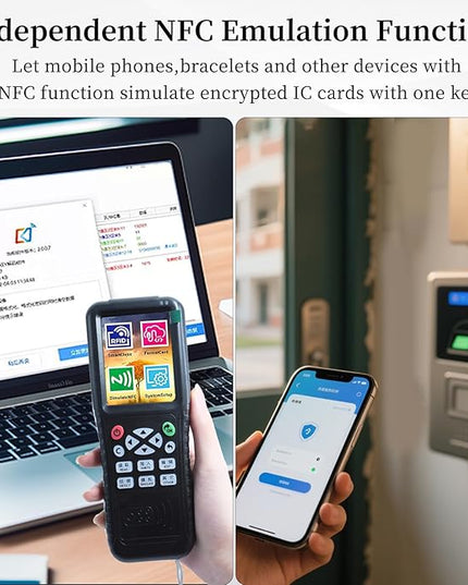 RFID Reader Writer X100 RFID Copier Multi-Frequency Smart Card Reader ID IC Elevator Card RFID Writer for Access Control System with 125khz T5577 Key Fobs/Cards and 13.56mhz IC Key Tags