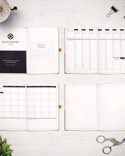 Smart Planner Pro – Medium 10 x 7 inches (B5) – Undated Agenda Daily Planner – Tested & Proven to Achieve Goals & Increase Productivity, Time Management & Happiness with Weekly, Monthly, Gratitude Sections, Back Pocket (Orange)