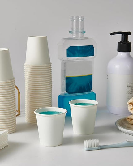 TV TOPVALUE 3 oz Paper Cups 600 Count Disposable Bathroom Mouthwash Espresso White Cups for Party, Picnic, Travel and Events