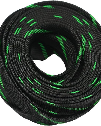 30ft PET Expandable Sleeving Wire Cable Sleeve (3/5", Green&Black)