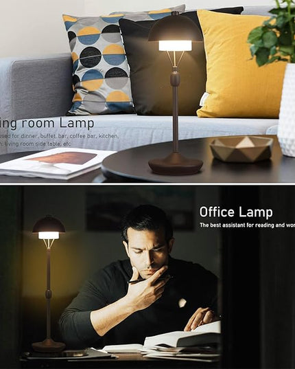 Modern Table Lamp Cordless Portable Desk Lamp, 2700K Stepless Dimming Rechargeable Battery Operated LED Lights for Bedroom, USB-C Charging, Restaurant/Bar/Night Light/Gifts (Sand Black)