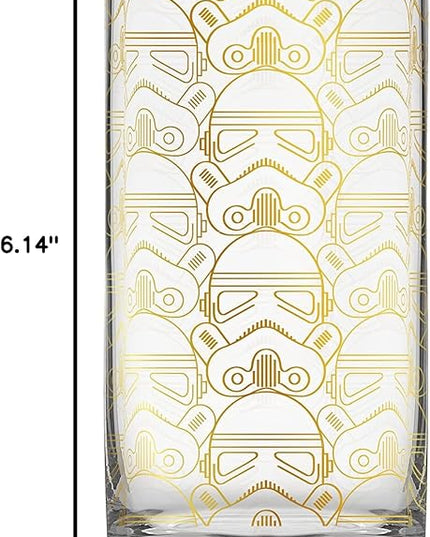 JoyJolt Star Wars Glassware. 'Deco' Highball Glasses Set of 4, 13.5oz Star Wars Glasses. Highball Glass Tumbler with Darth Vader in a Retro Crystal Glass Cup. Tall Drinking Water Glasses For Kitchen