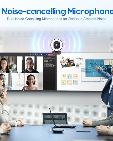 4K Webcam with Ring Light Web Cam 4K Autofocus with TOF Computer Camera 1080P 60FPS Web Camera Built-in Privacy Cover and Microphone Streaming Webcams for Zoom/Skype/Google Meet