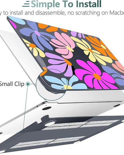 DONGKE for M4 MacBook Air 13.6 Inch Case 2025 2024 2023 2022 Model A3240 A3113 A2681 M3 M2 Chip, Plastic Hard Shell Case Cover with Touch ID for MacBook Air 13 Inch M4 - Retro Flowers