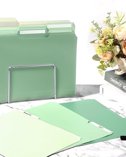 48 Pack Colored File Folders Plastic Green File Folders Letter Size 1/3 Cut Tabs File Folder with Sticky Labels Manila File Folders 8.5 X 11 for Documents Office School Organizer(8 Per Color)