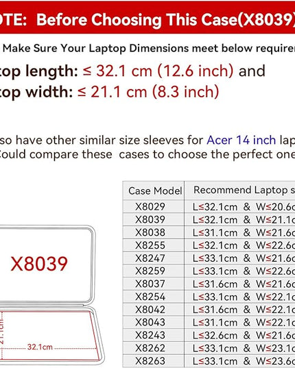 Smatree Hard EVA Protective Sleeve Case Compatible for 14 inch Acer Swift 3 Laptop - SF314-512-53L0, Waterproof Sleeve Bag (X8039)