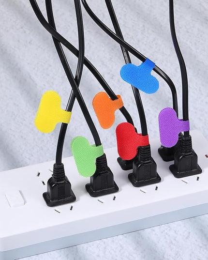Multi-Color Nylon Cable Labels Tags, 30 PCS Reusable Cord Labels for Electronics Writable Electronic Cable Identification Tags, Self-Adhesive Oval Tag Wire Label Wire Markers for Organization