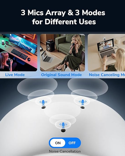 EMEET Piko+ (Piko Plus), World’s 1st Dual-Camera AI-Powered 4K Webcam, 1/2.55'' Sony Sensor, 3 Mics&3 Sound Modes, Panda Magnetic Privacy Cover, USB C-C&C-A, Ideal for Livestreamers